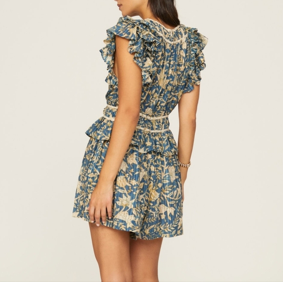 Ulla Johnson Blue and Cream Floral Jumpsuit - Picture 8 of 10